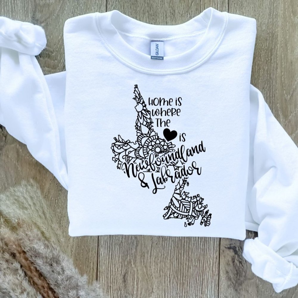 Home Is Where The Heart Is Canadian Provinces Sweatshirt - Newfoundland Labrador